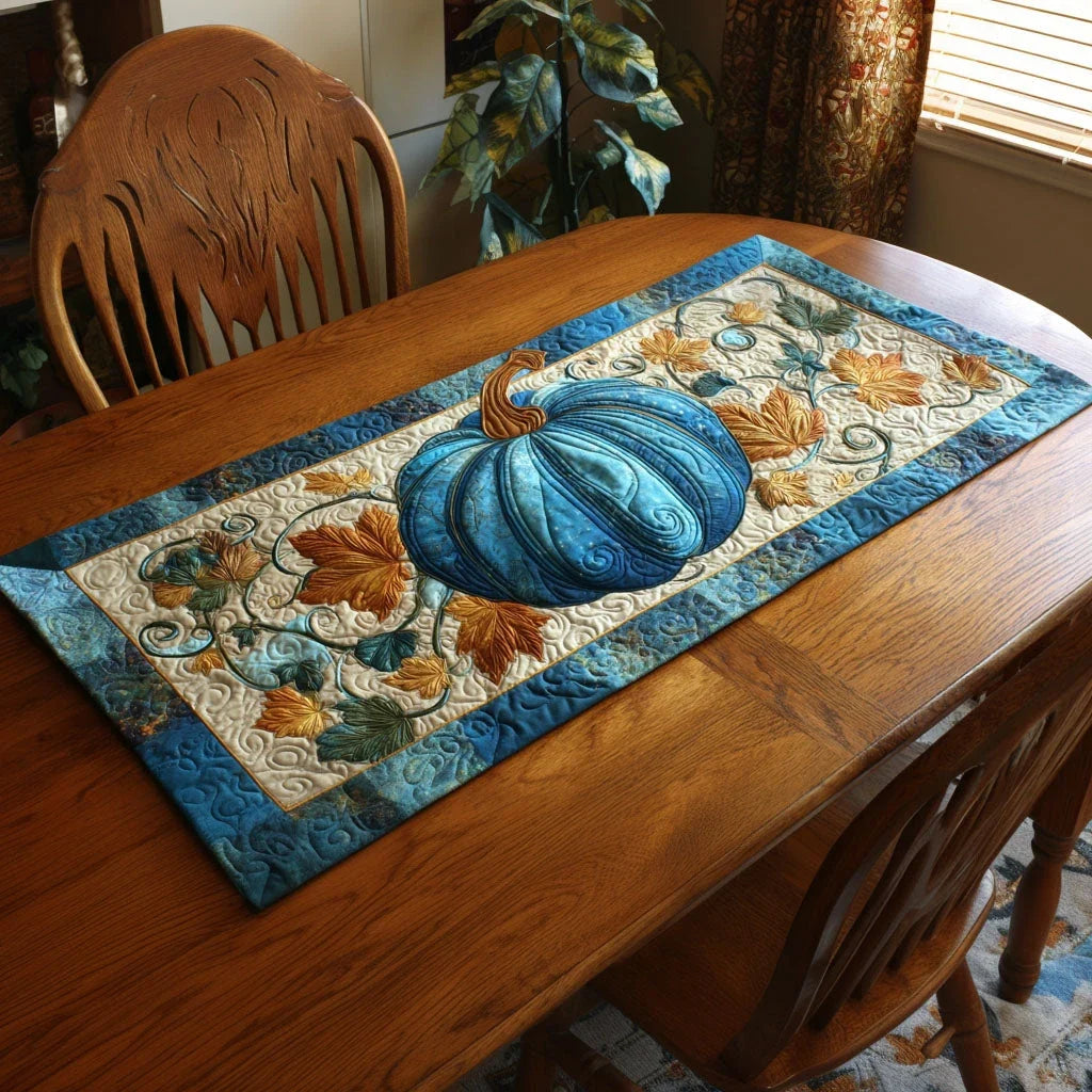 Blue Pumpkin Quilted Table Runner
