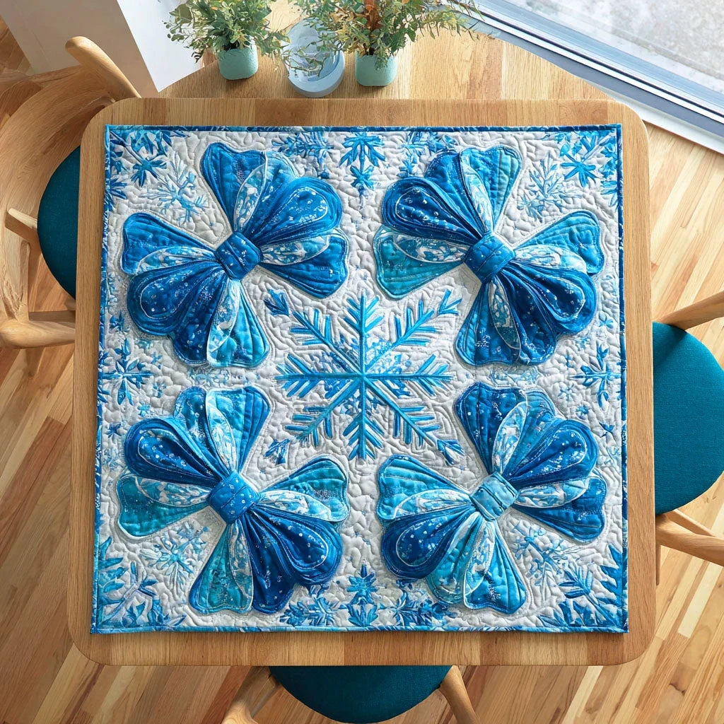 Blue Winter Charm Quilted Table Topper