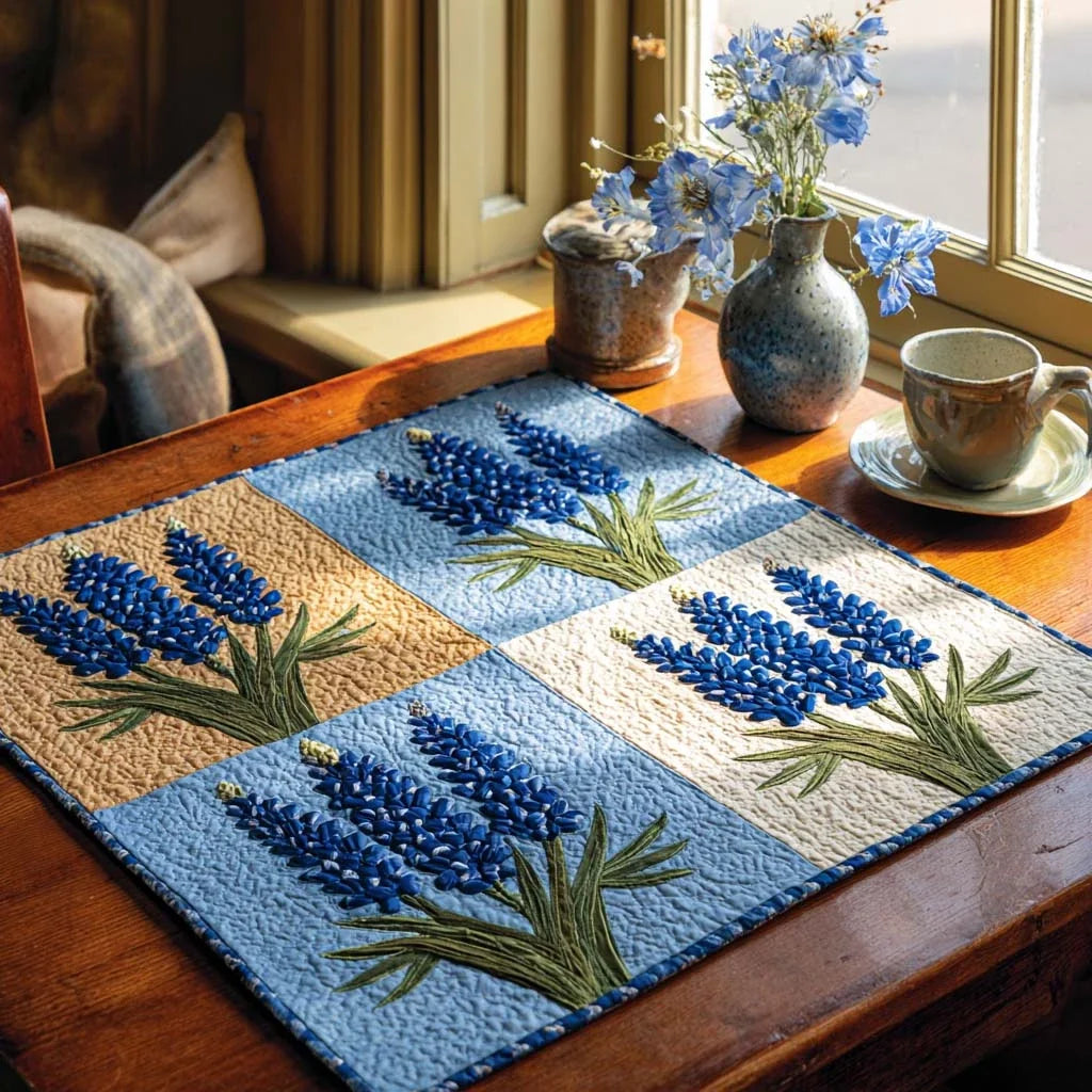 Bluebonnet Aura Quilted Table Topper