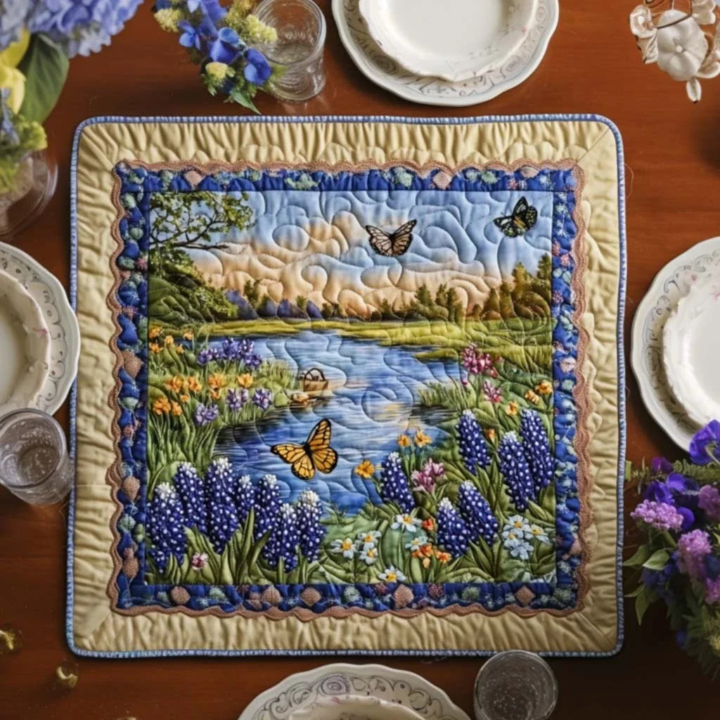 Bluebonnet Country Glow Quilted Table Topper