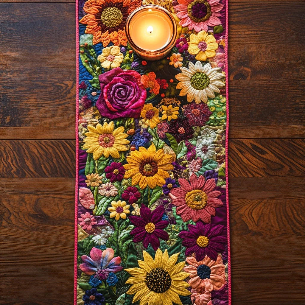 Bold Botanicals Quilted Table Runner