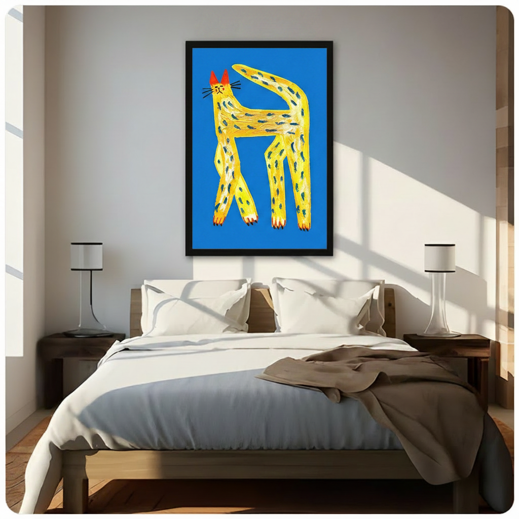 Bold Yellow Leopard Cat Pop Art Canvas Print Wall Art