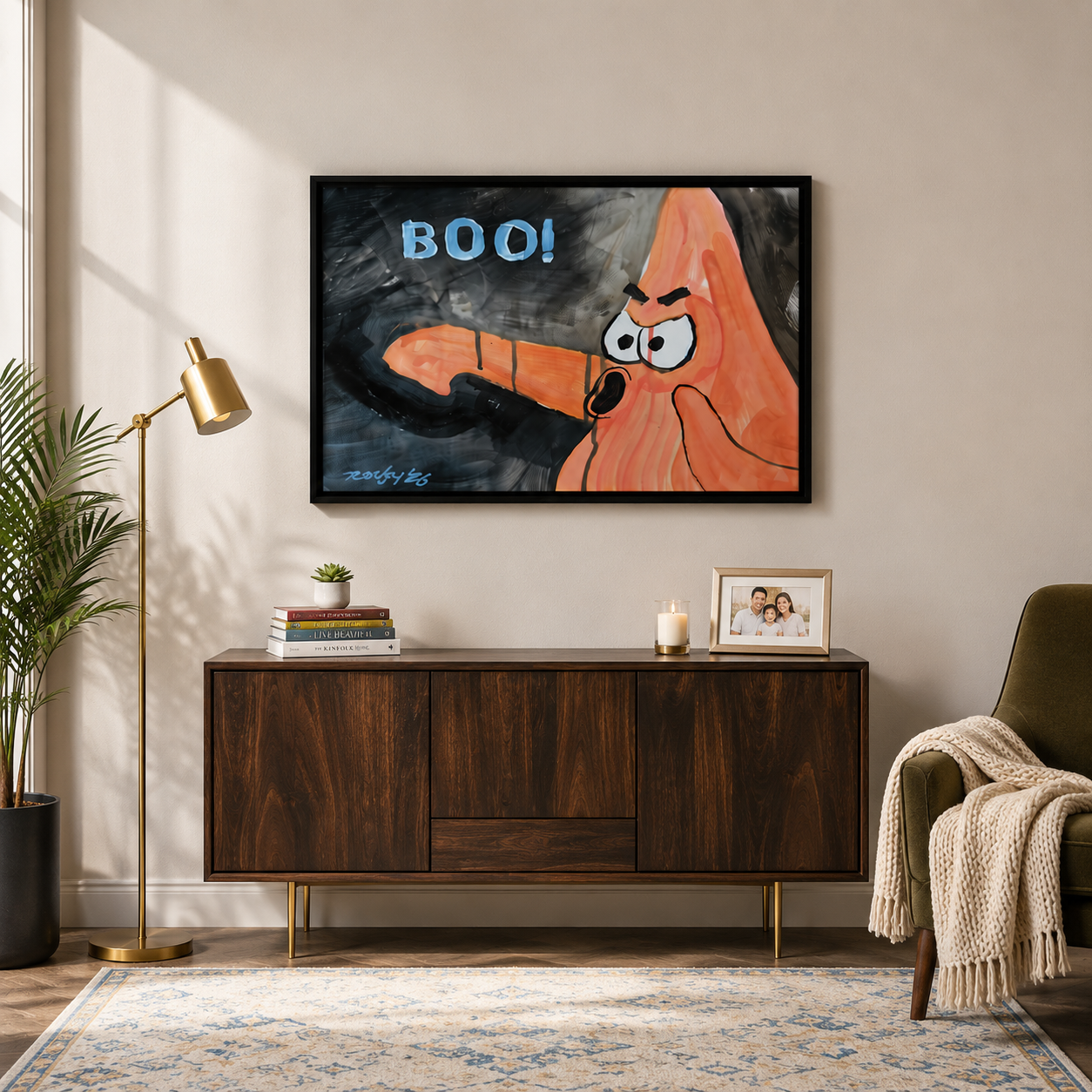 BOO! Pop Art Funny Framed Canvas Wall Art