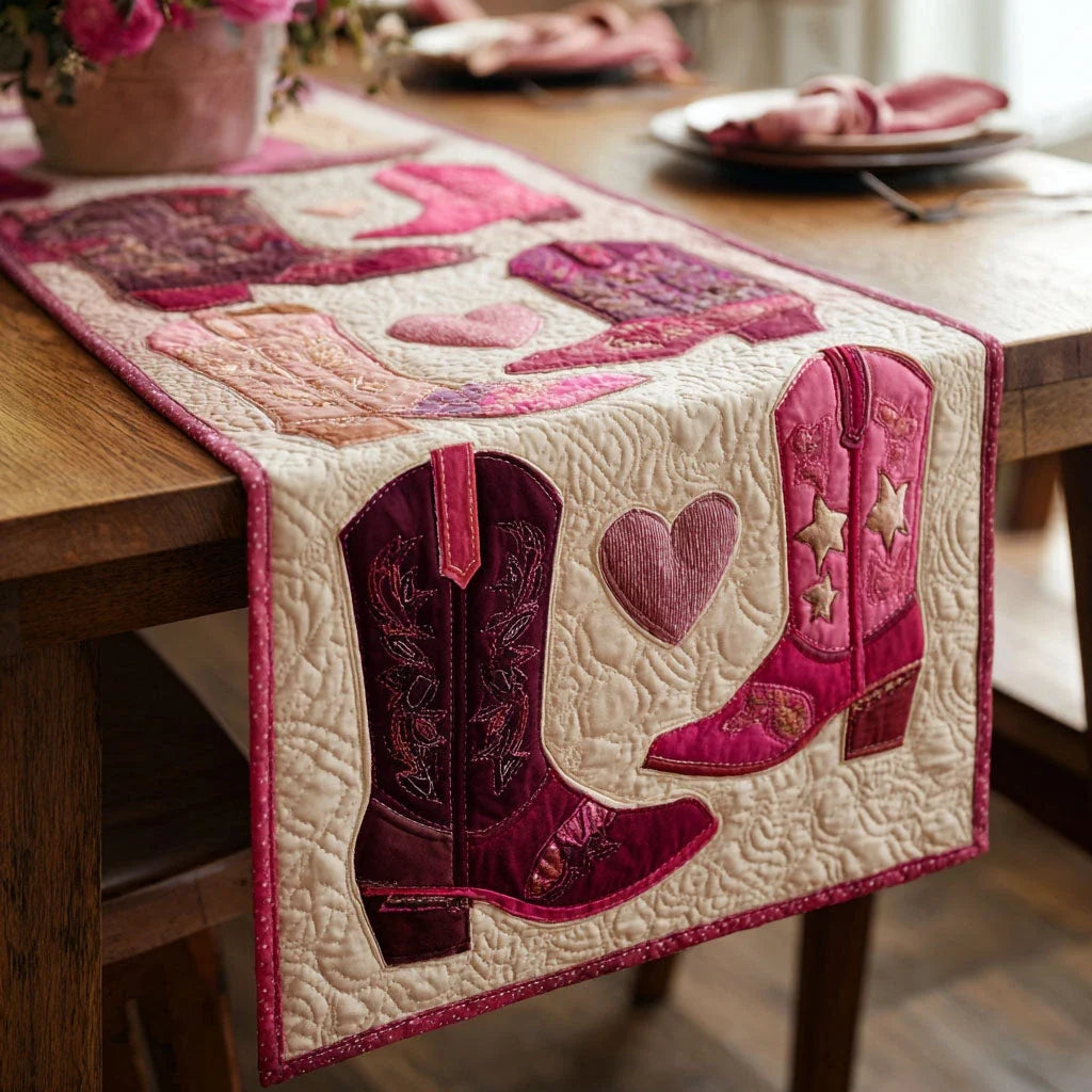 Boot Blossom Quilted Table Runner