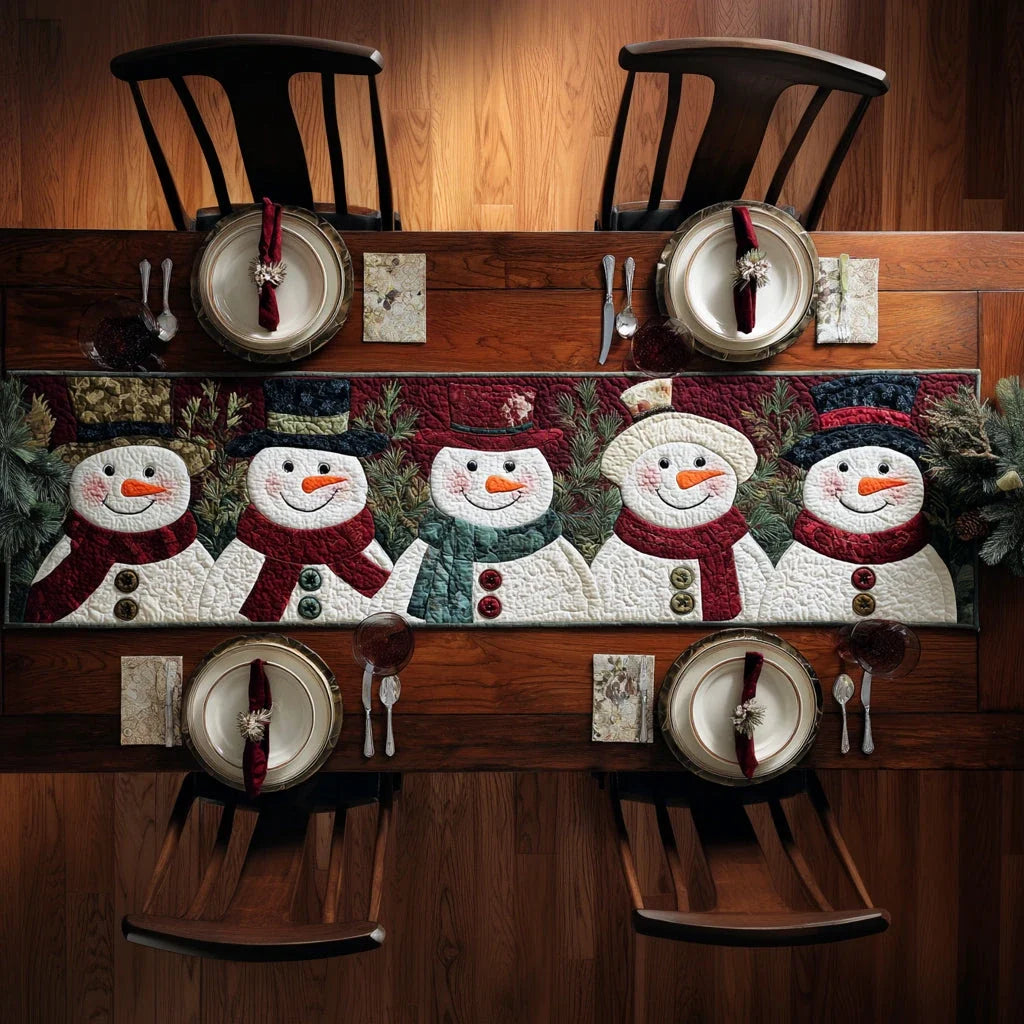 Boutique Snowman Quilted Table Runner
