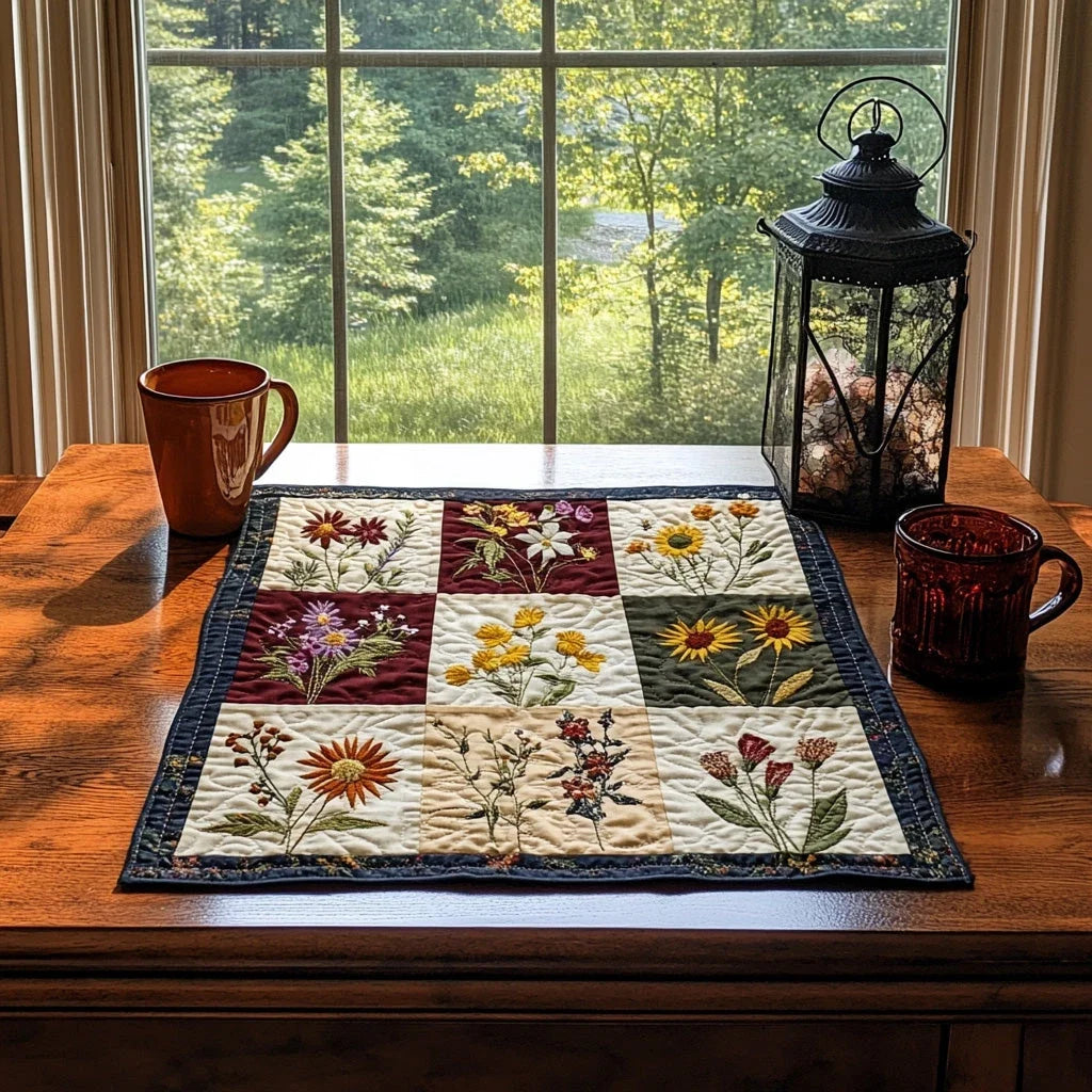Bright Botanica Quilted Table Topper