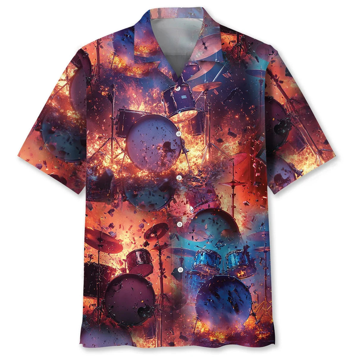 Broken Drum Fire Hawaiian Shirt - XL - hawaiian shirt