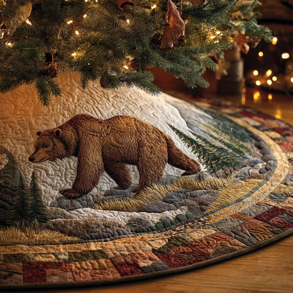 Brown Majesty Christmas Quilted Tree Skirt