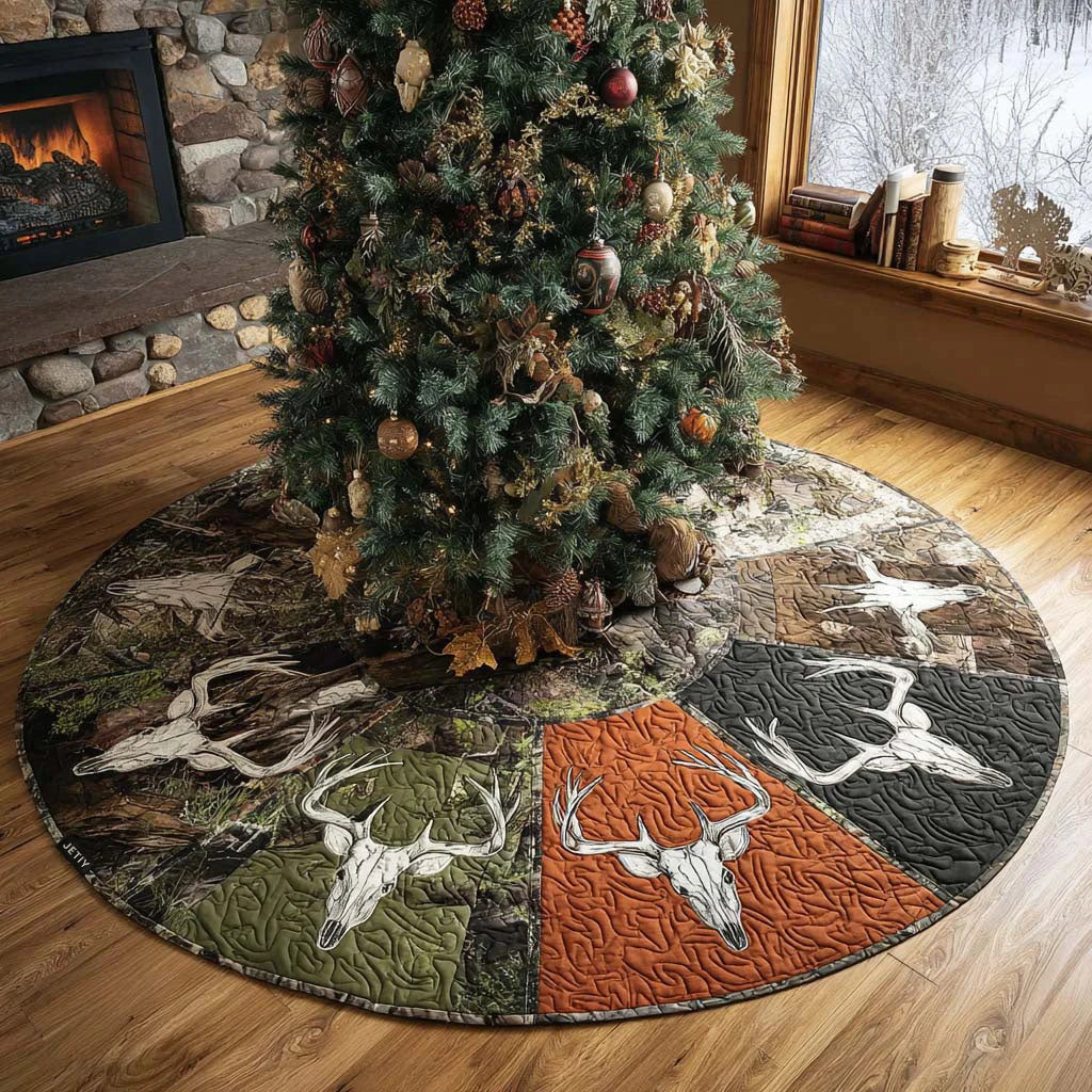Buck Tracks Christmas Quilted Tree Skirt