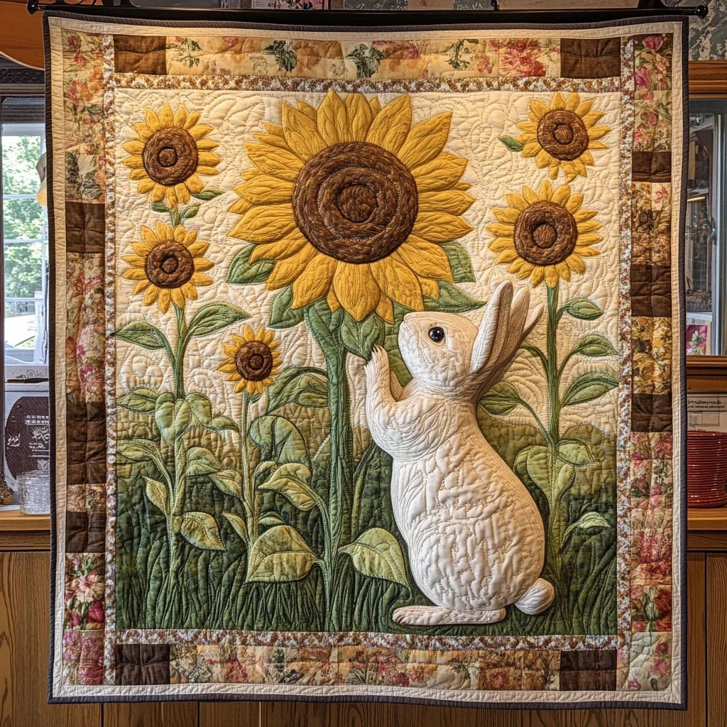 Bunny And Flower Quilt Blanket