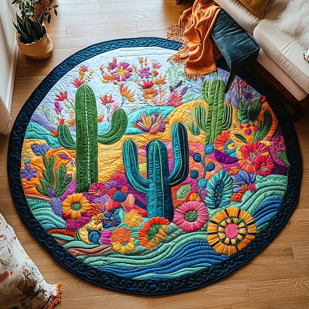 Cactus Blossom Retreat Quilted Round Mat
