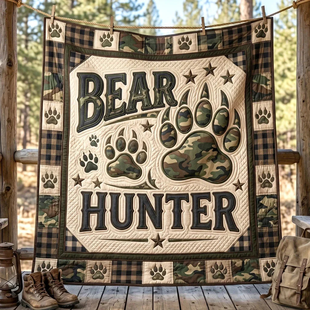 Camo Bear Tracks Quilt Blanket
