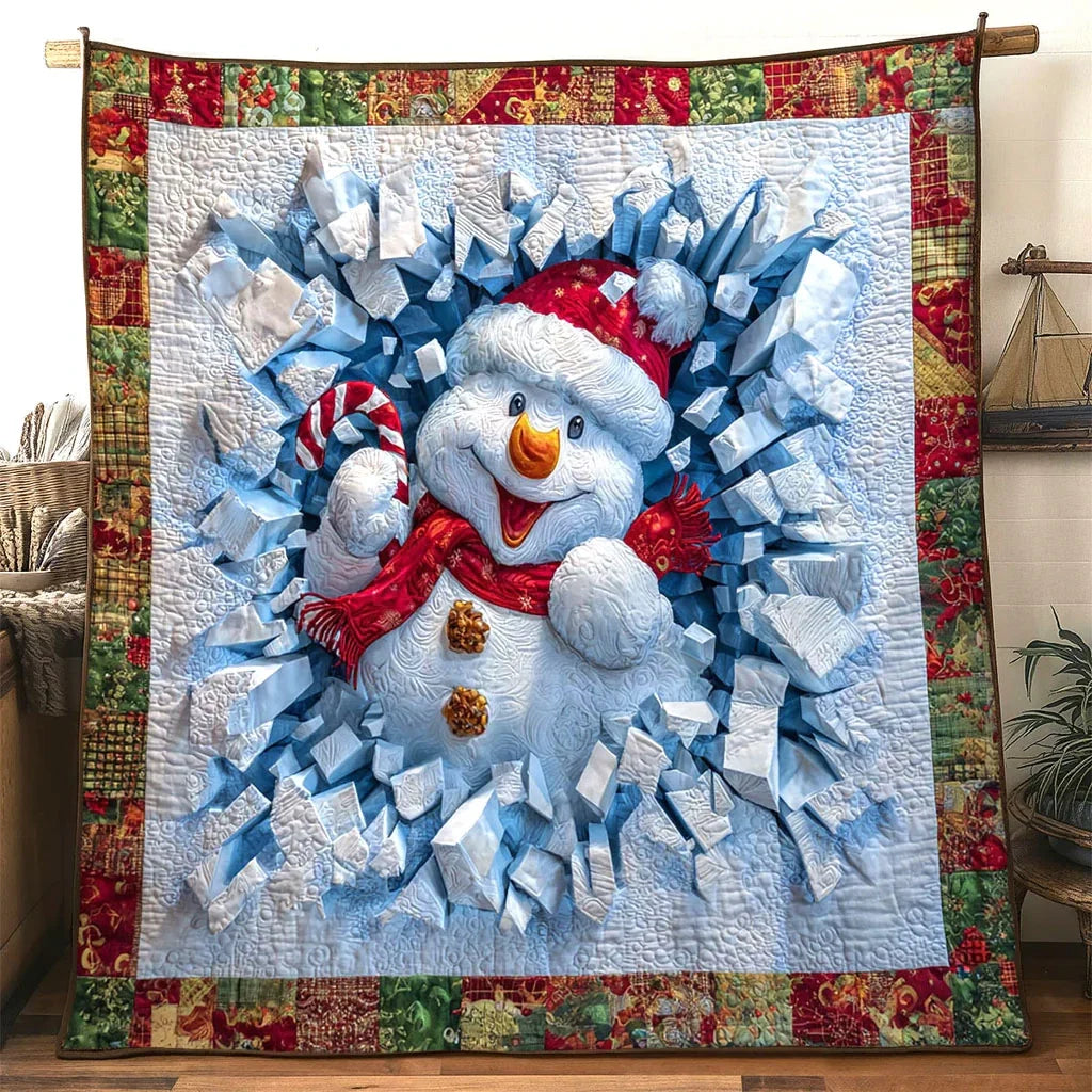 Candy Twist Snowman Quilt Blanket