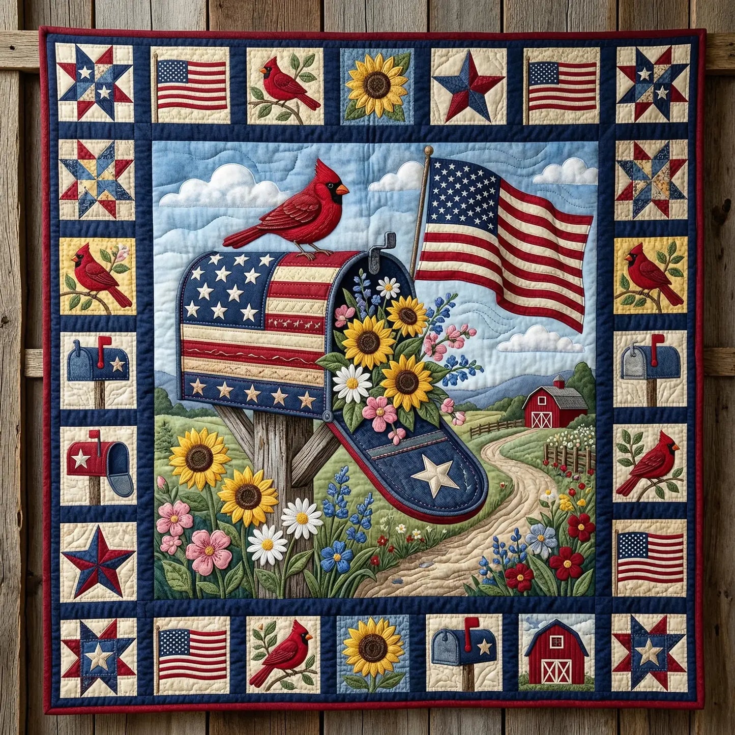 Cardinal America Quilt Blanket