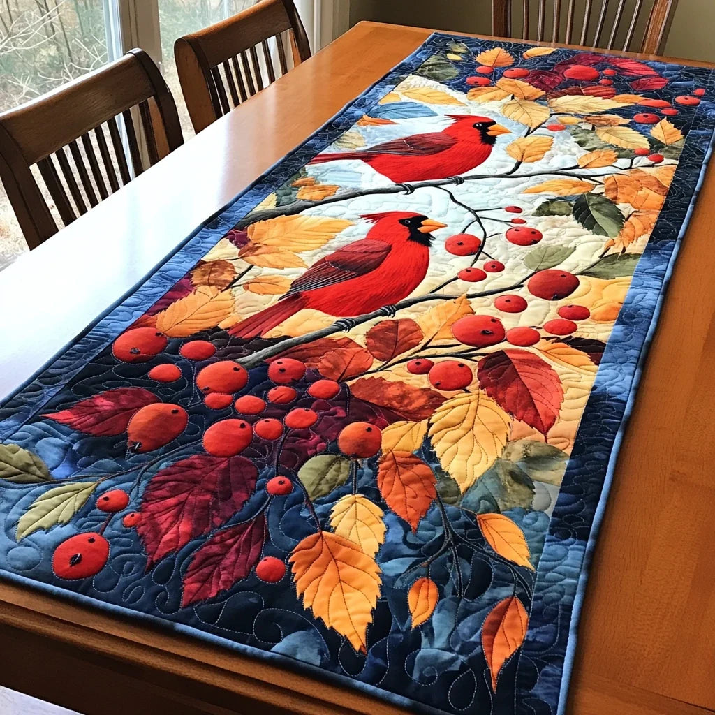 Cardinal Bloom Quilted Table Runner