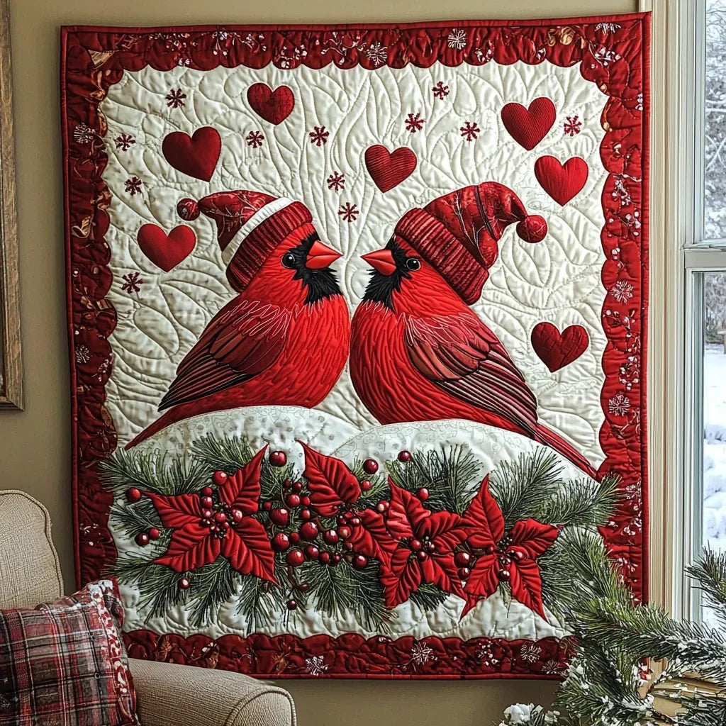 Cardinal Couple Quilt Blanket