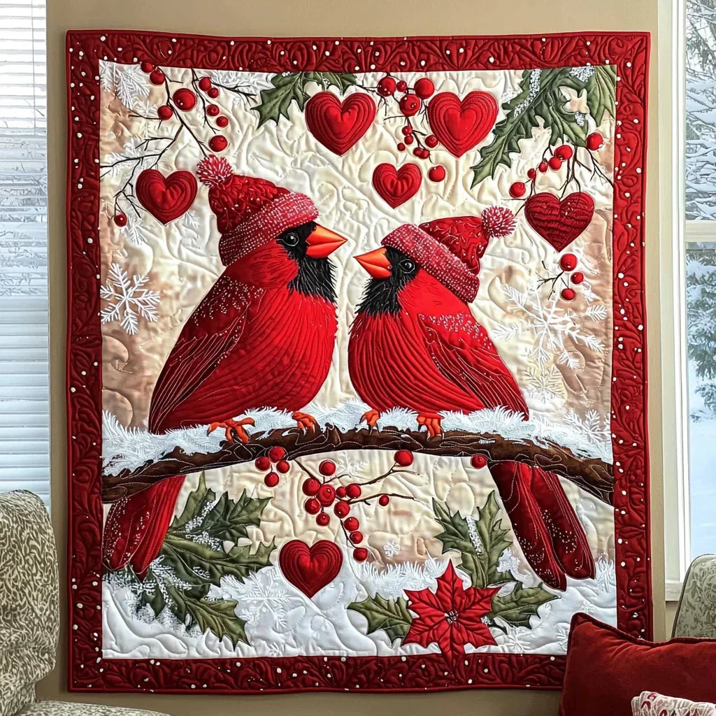 Cardinal Couple Quilt Blanket