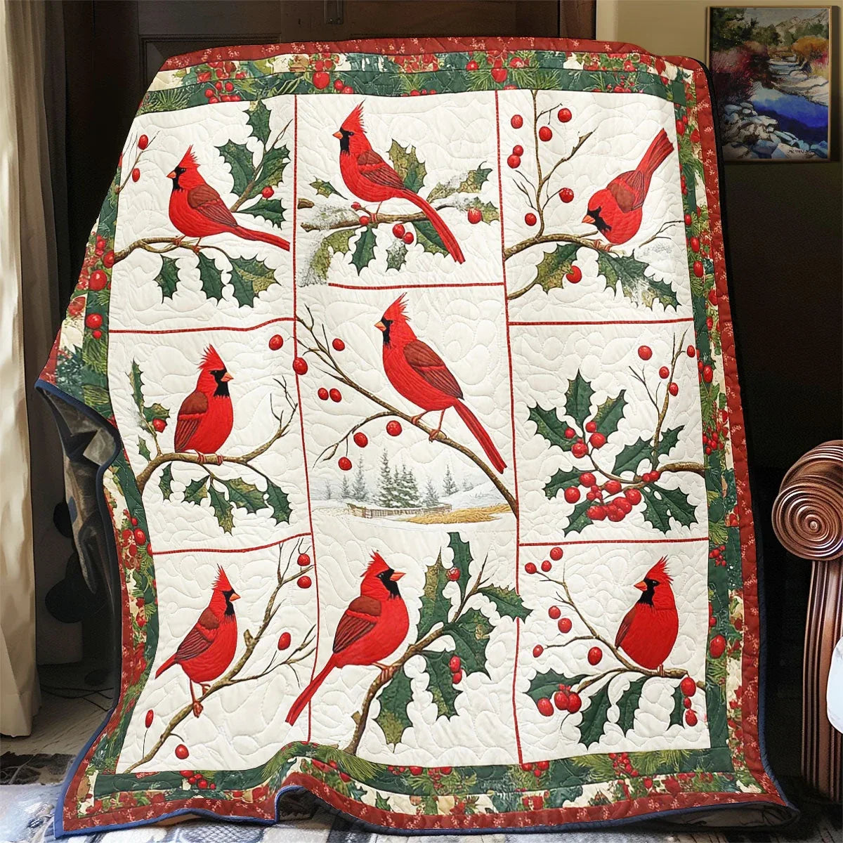 Cardinal Gathering Quilt Blanket