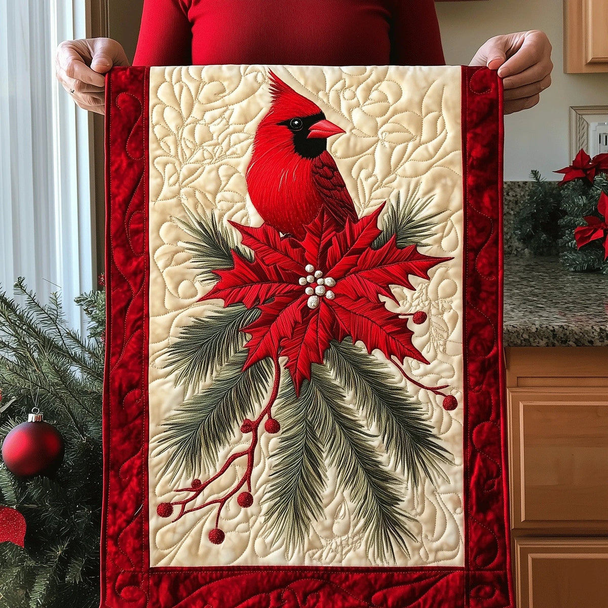 Cardinal Glory Quilted Table Runner
