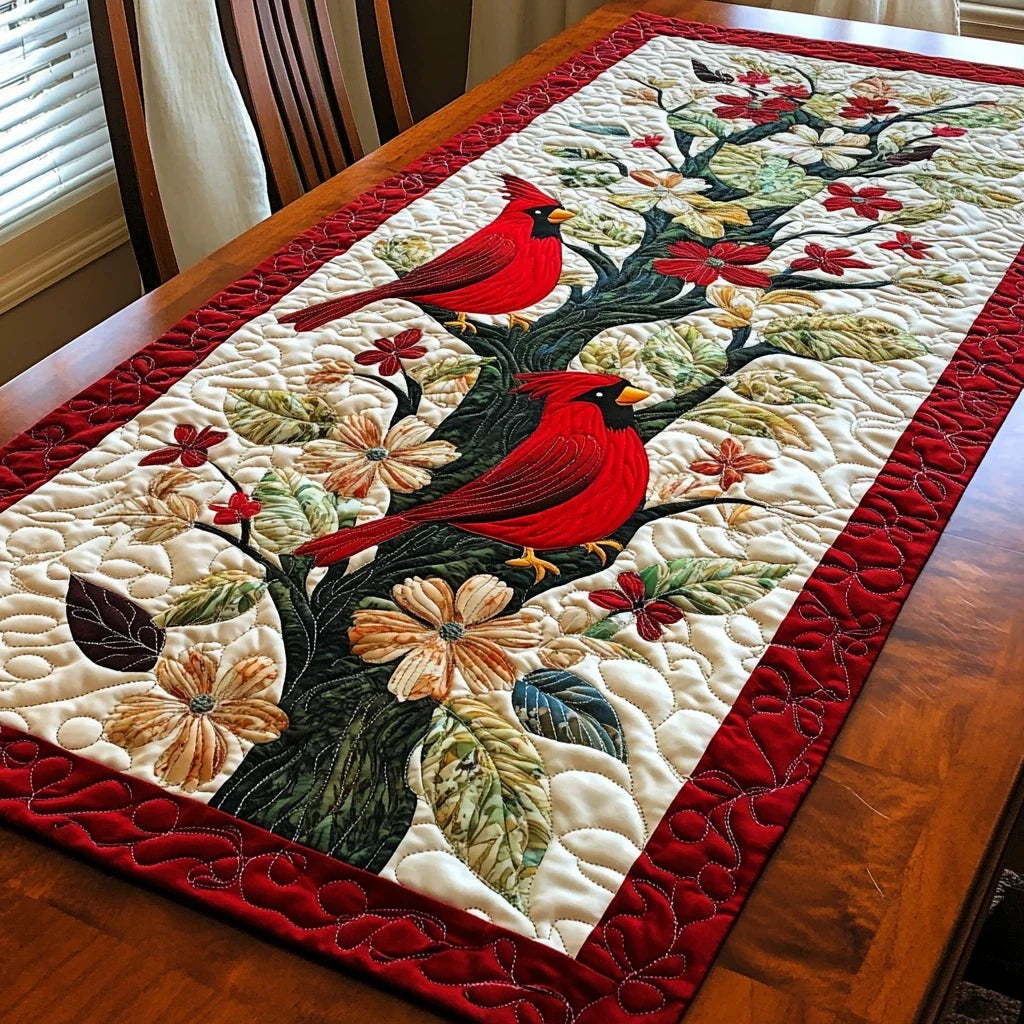 Cardinal Harmony Quilted Table Runner
