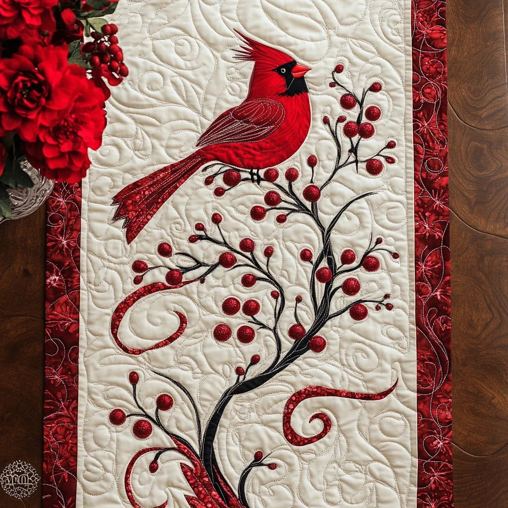 Cardinal Joy Quilted Table Runner