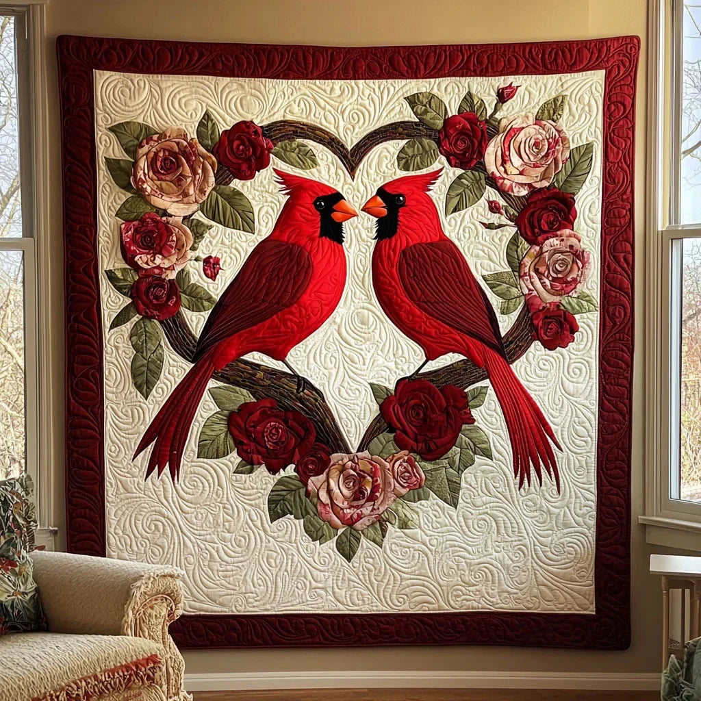 Cardinal Love Quilt Blanket