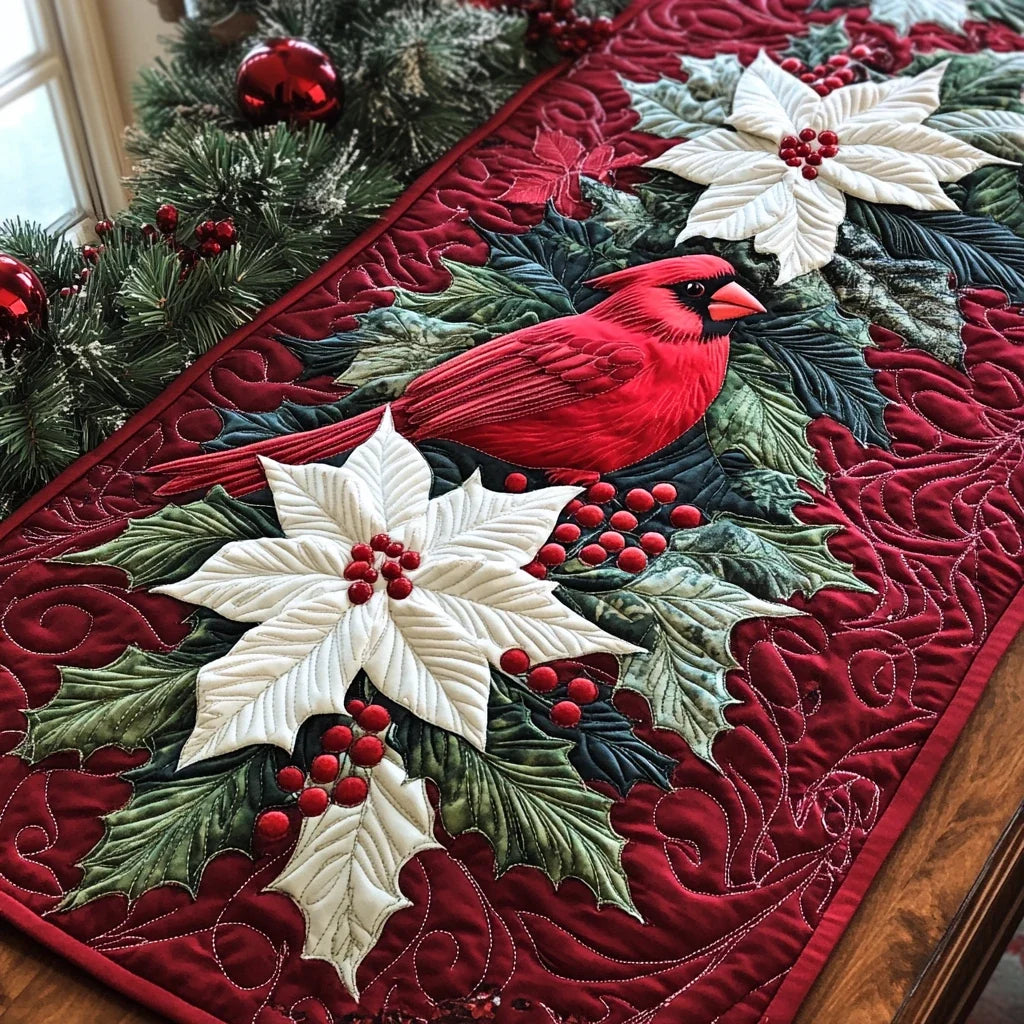 Cardinal Meadow Quilted Table Runner