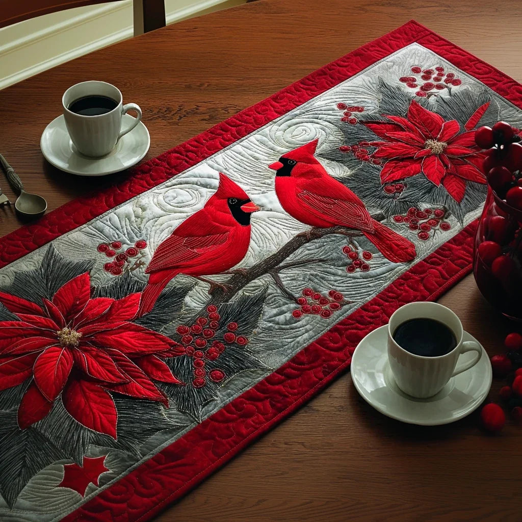 Cardinal Meadow Quilted Table Runner