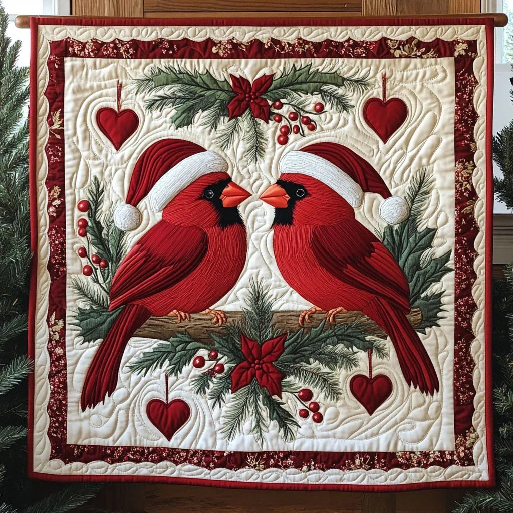 Cardinal Romance Quilt Blanket