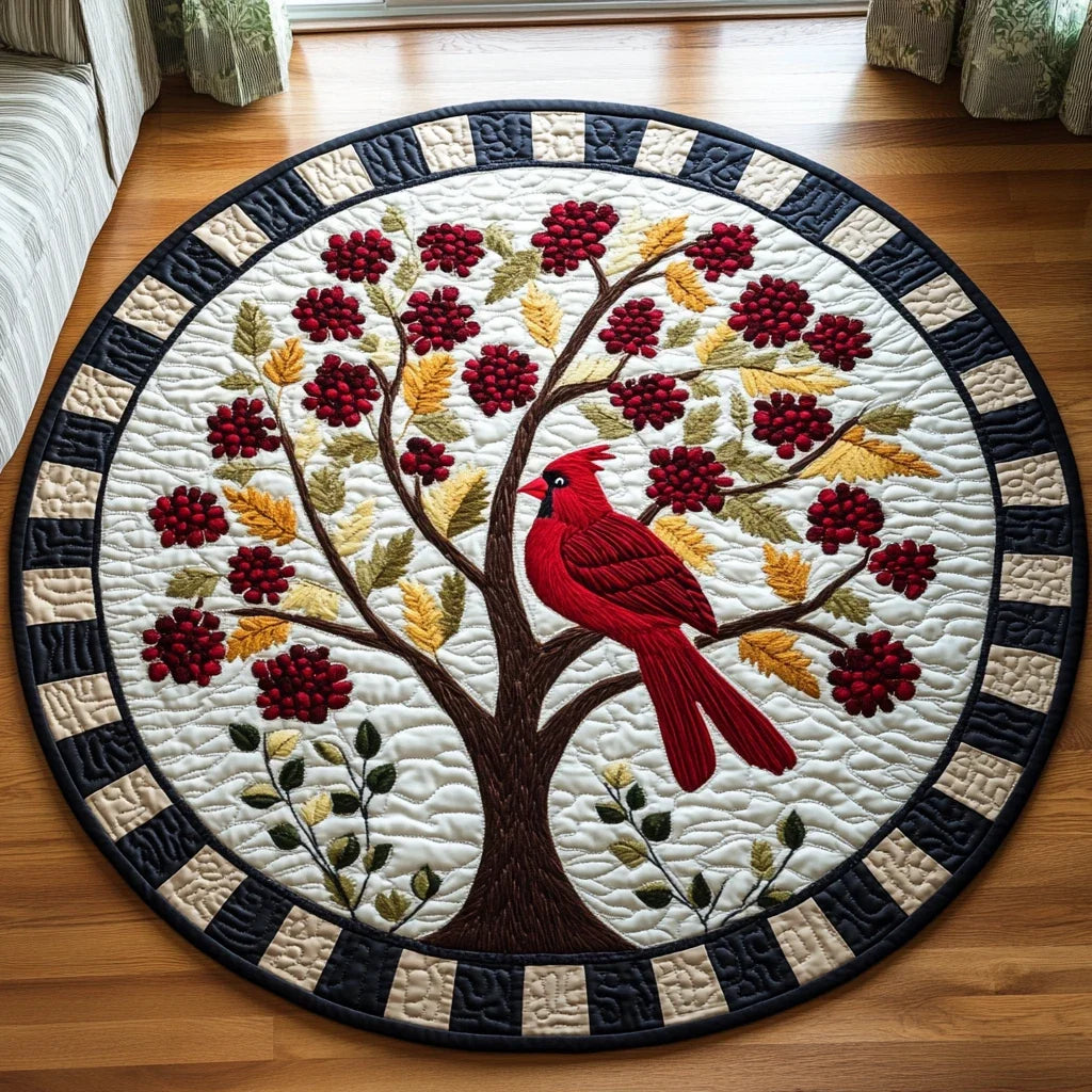 Cardinal Whisper Quilted Round Mat
