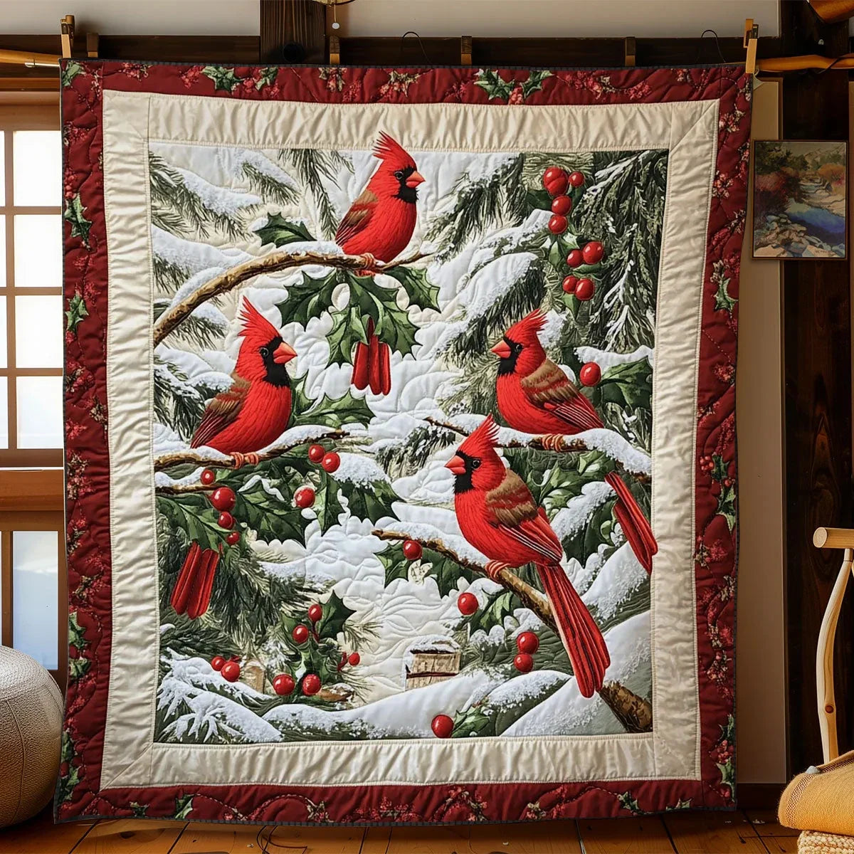 Cardinal Winter Quilt Blanket