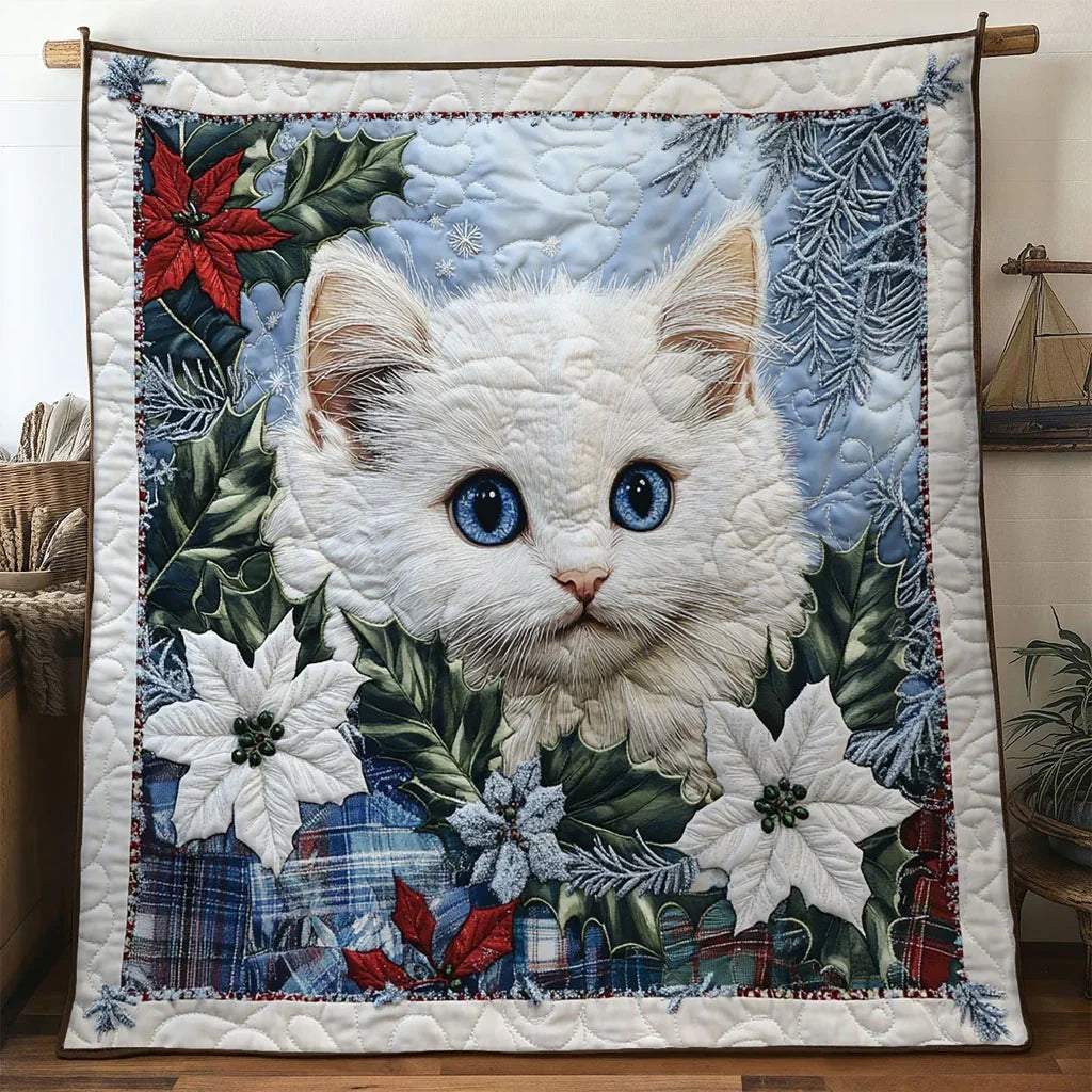 Cat Christmas Glow Quilt Blanket