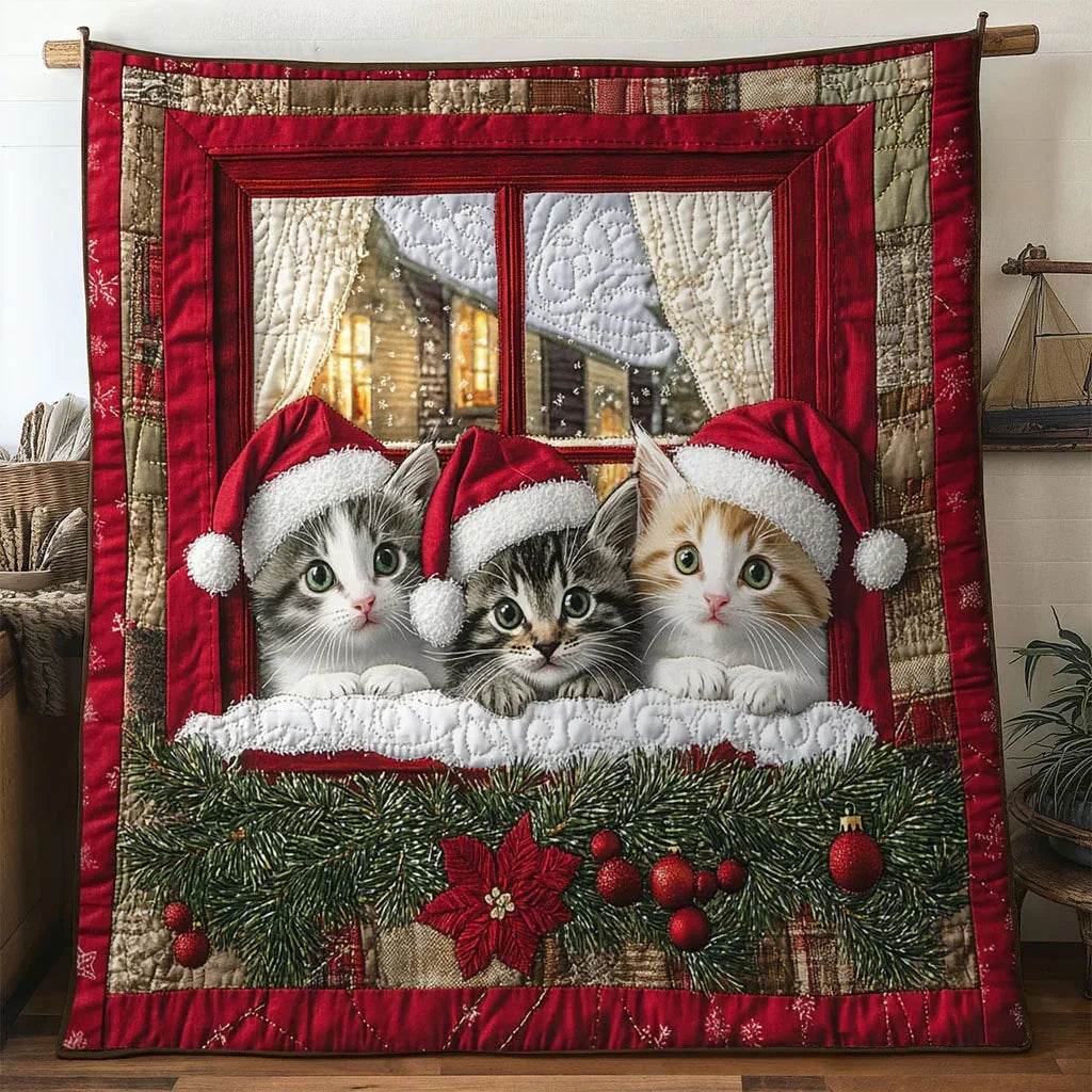 Cat Christmas Love Quilt Blanket