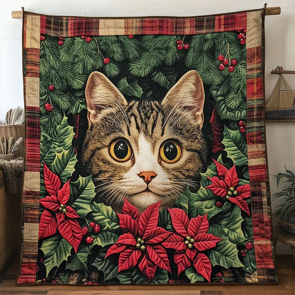 Cat Christmas Tree Quilt Blanket