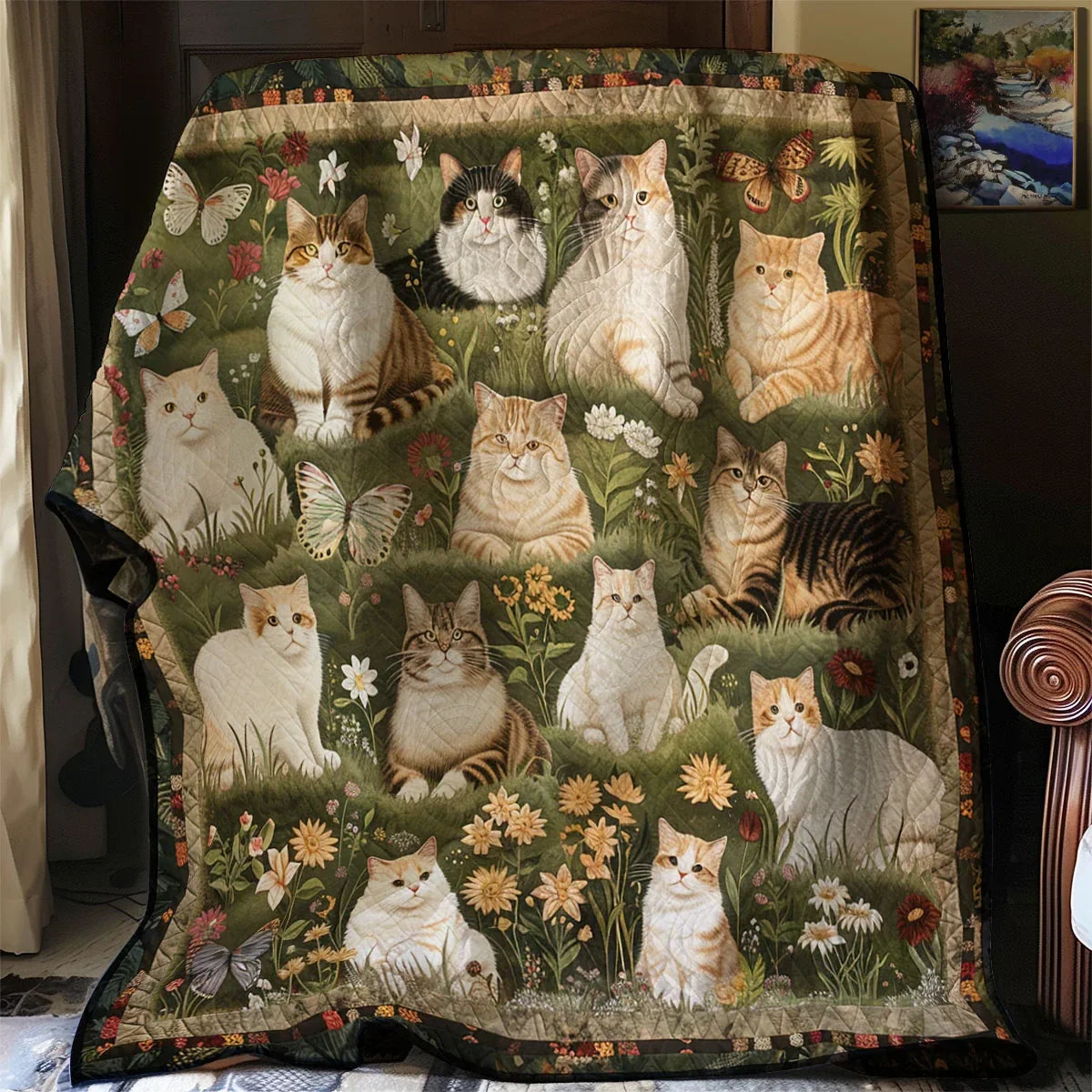 Cat Garden Beauty Quilt Blanket