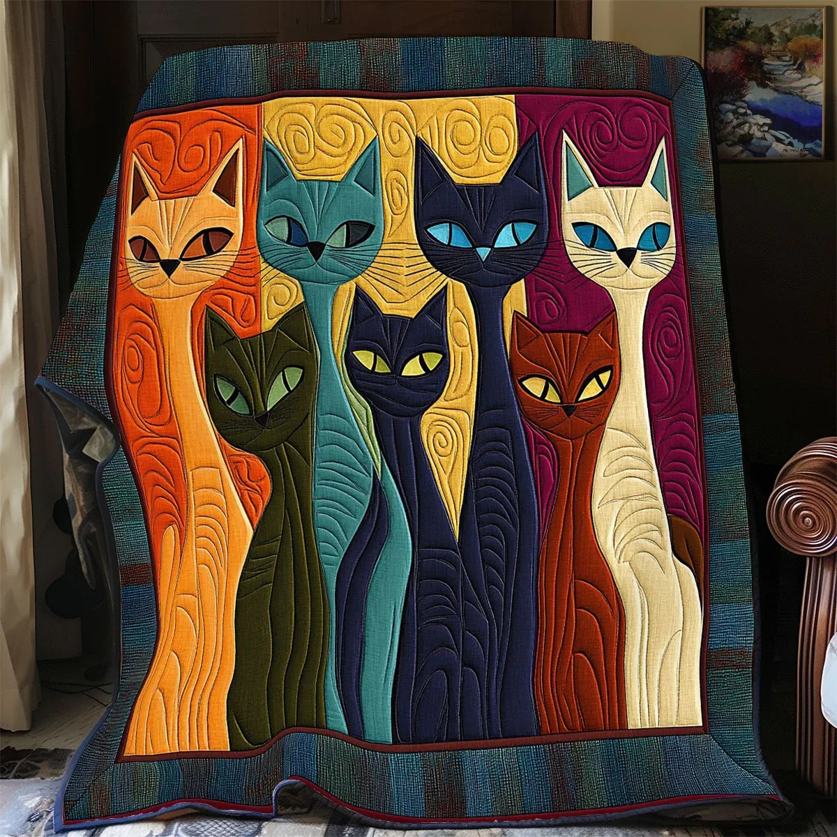 Cat Harmony Quilt Blanket