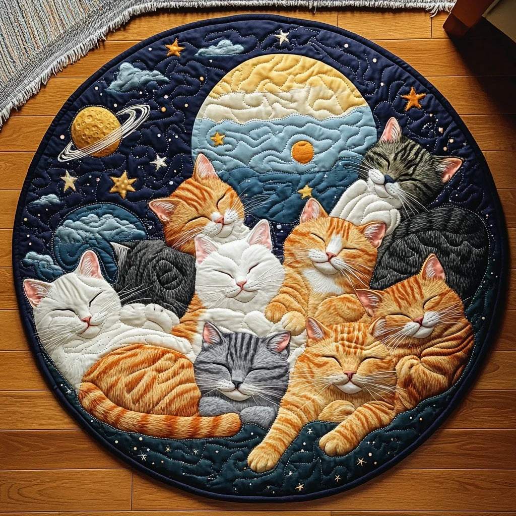 Cat Lullaby Quilted Round Mat