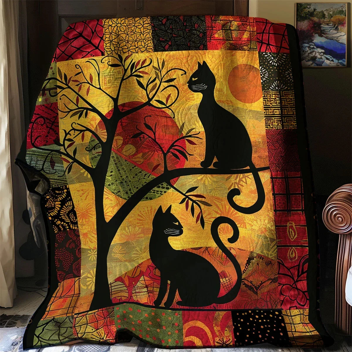 Cat Shadow Quilt Blanket