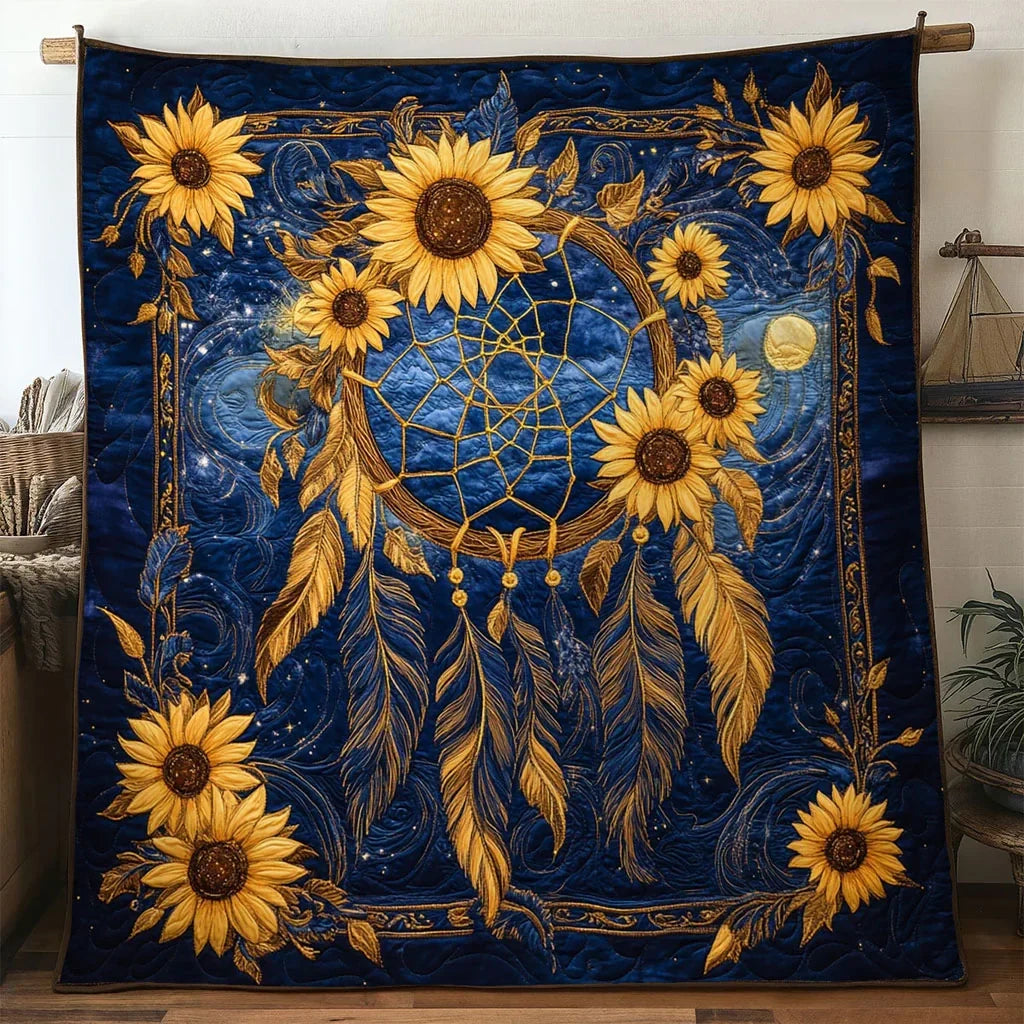 Celestial Bloom Dreamcatcher Quilt Blanket