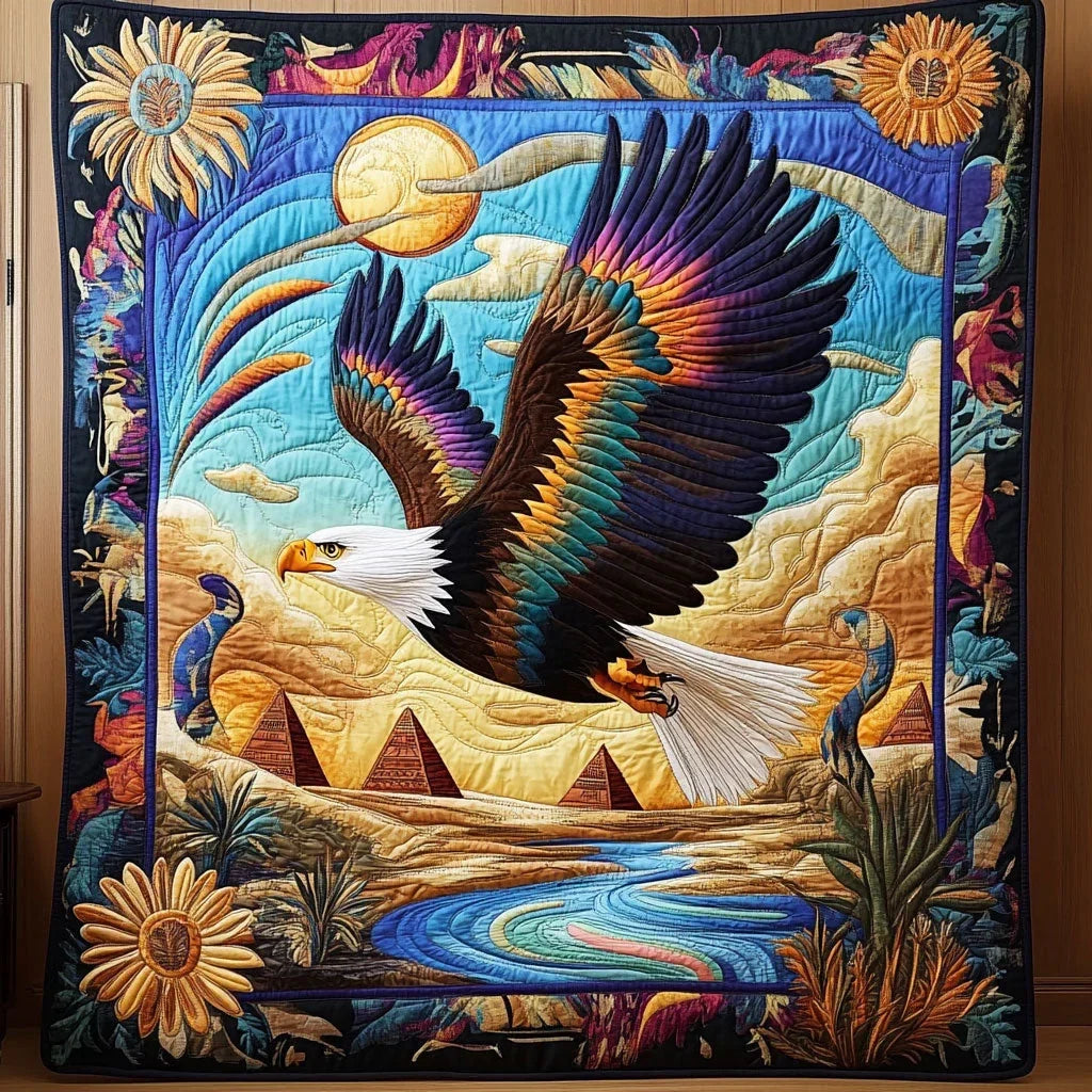 Celestial Eagle Pyramid Quilt Blanket