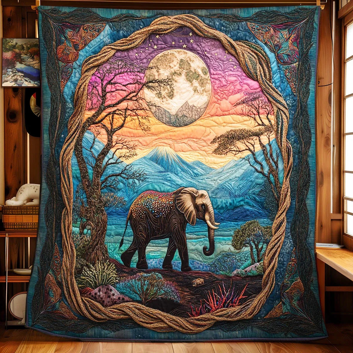 Celestial Elephant Quilt Blanket