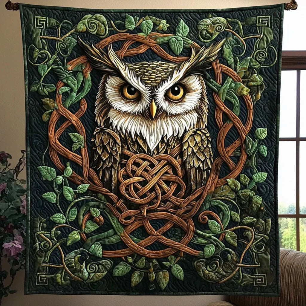 Celtic Owl Quilt Blanket
