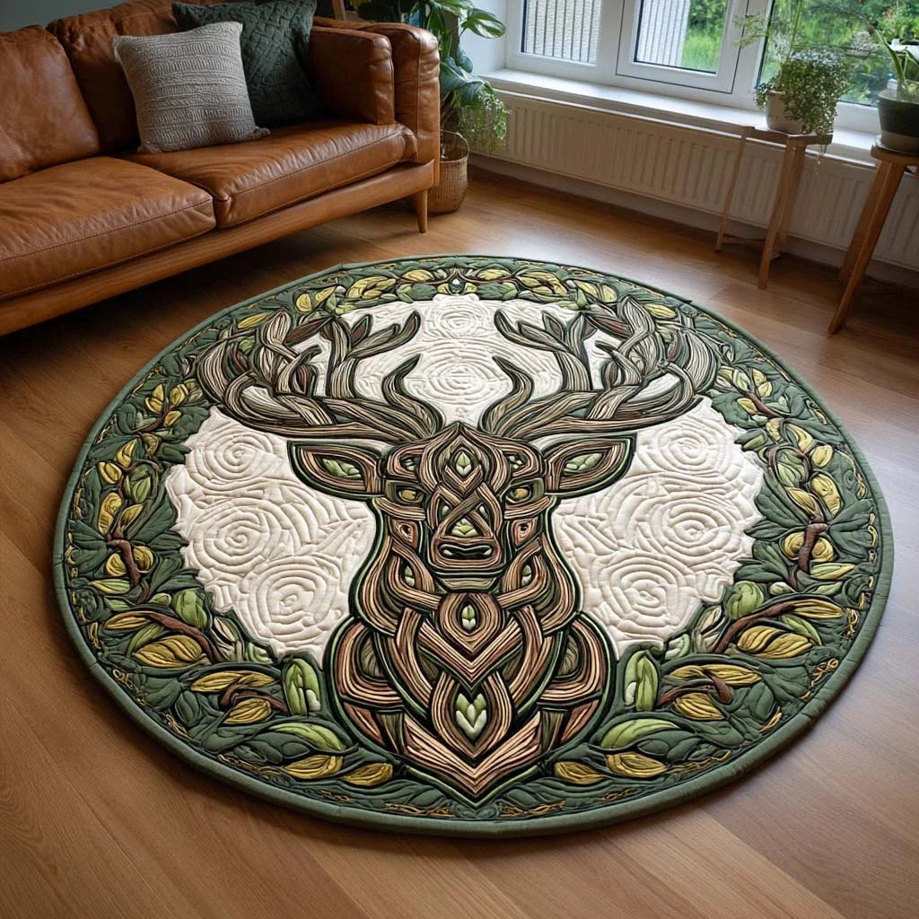 Celtic Stag Quilted Round Mat