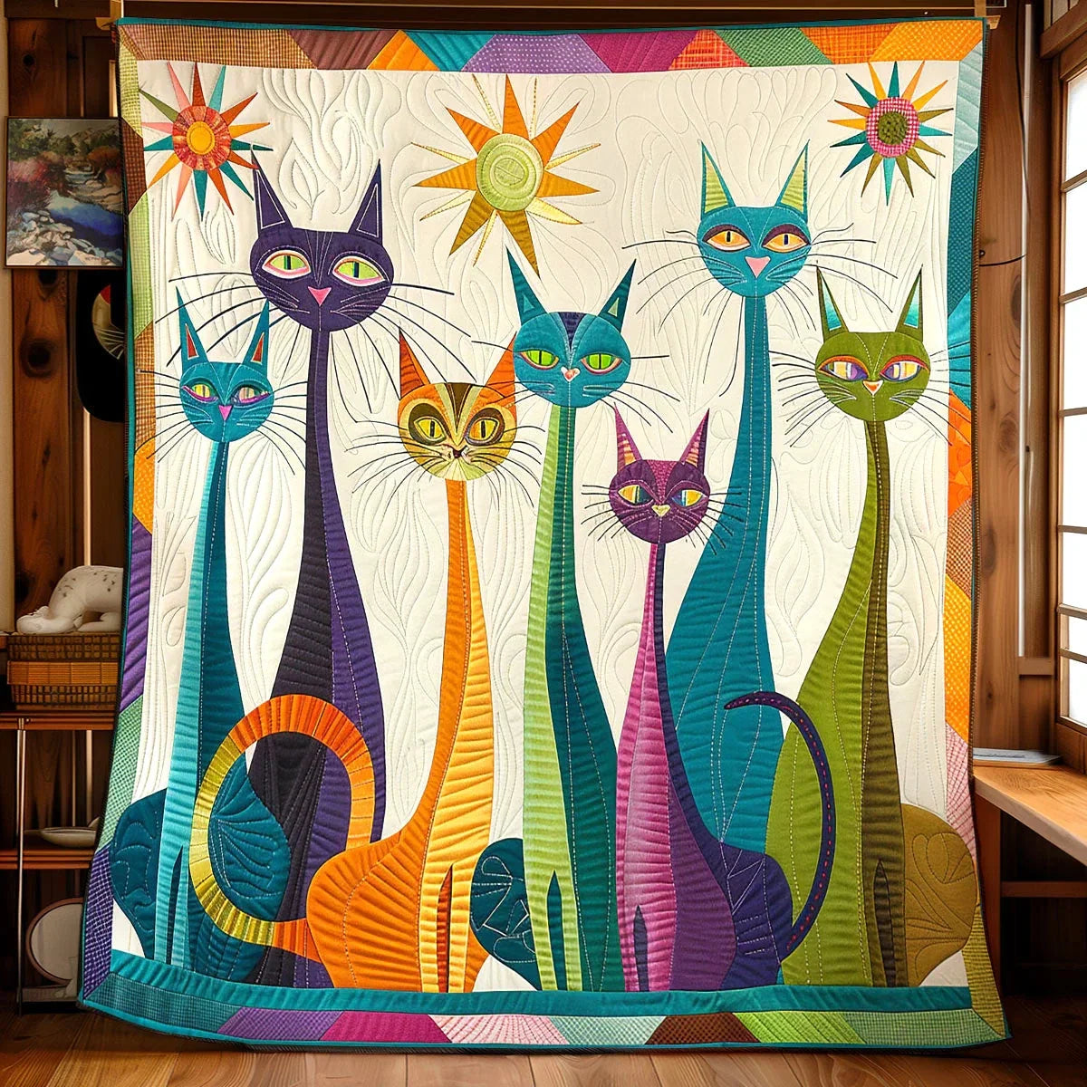 Charming Cat Quilt Blanket