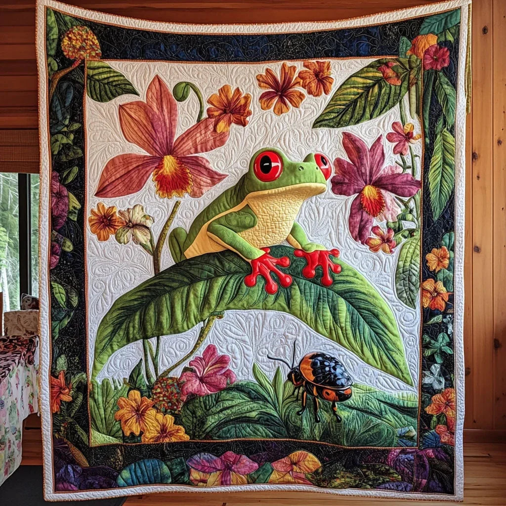 Charming Frog Quilt Blanket