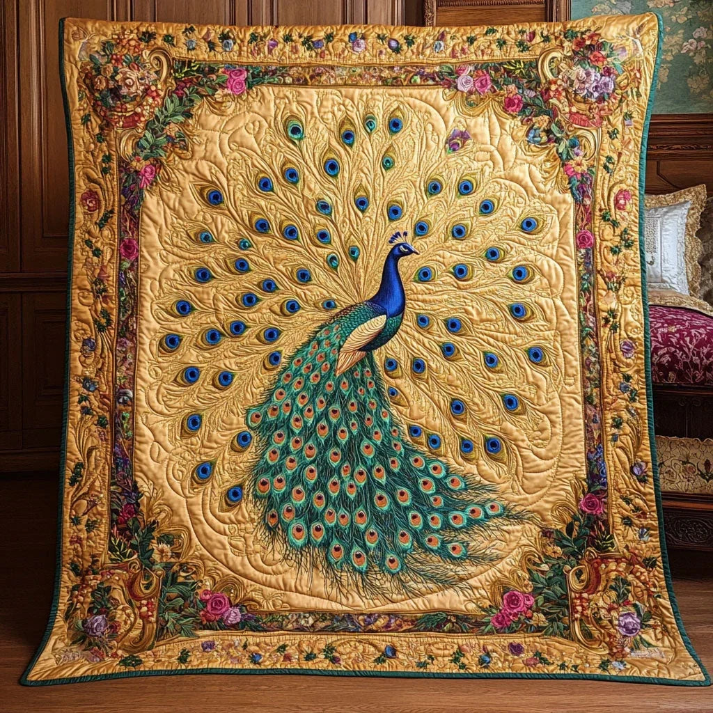 Charming Peacock Quilt Blanket