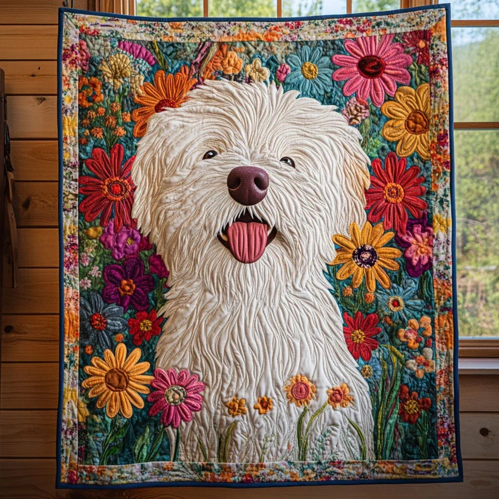 Cheerful Puppy Quilt Blanket
