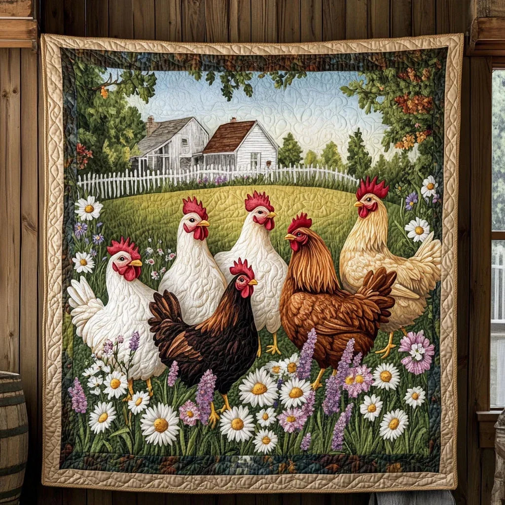Chicken Farmhouse Quilt Blanket