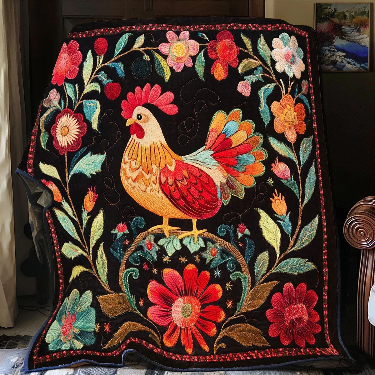 Chicken Harmony Quilt Blanket