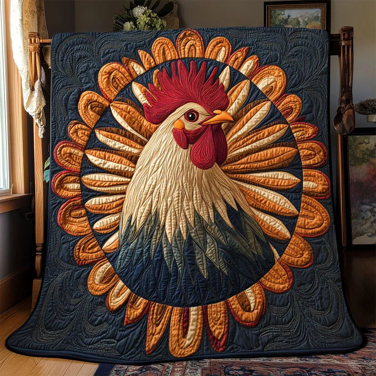 Chicken Rustic Quilt Blanket